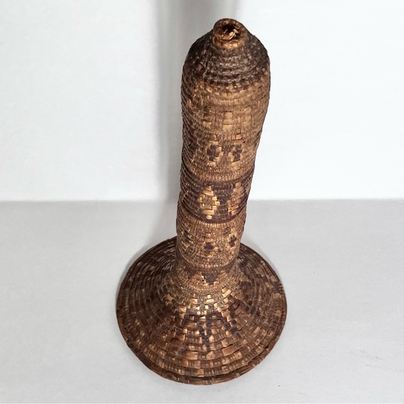 ETHIOPIAN HARARI BASKET / Single Coil Reed & Grass / Antique Pot Lid / Very Rare - Picture 1 of 12